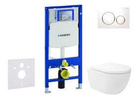 GEBERIT Duofix Set předstěnové instalace, klozetu Oudee Vortex a sedátka softclose, tlačítko Sigma20, bílá/pozlacená SANI11CA3176
