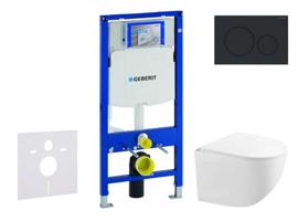 GEBERIT Duofix Set předstěnové instalace, kompaktního klozetu Gaia a sedátka softclose, tlačítko Sigma20, matná černá/černá SANI11CA5119