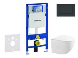 GEBERIT Duofix Set předstěnové instalace, kompaktního klozetu Gaia a sedátka softclose, tlačítko Sigma30, černá lesk/černá mat SANI11CA5120