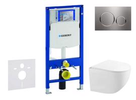 GEBERIT Duofix Set předstěnové instalace, kompaktního klozetu Gaia a sedátka softclose, tlačítko Sigma20, nerez SANI11CA6104