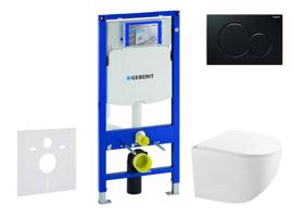 GEBERIT Duofix Set předstěnové instalace, kompaktního klozetu Gaia sedátka softclose, tlačítko Sigma01, černá SANI11CA5117