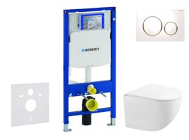 GEBERIT Duofix Set předstěnové instalace, kompaktního klozetu Gaia sedátka softclose, tlačítko Sigma20, bílá/pozlacená SANI11CA3147
