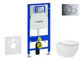 GEBERIT Duofix Set předstěnové instalace, kompaktního klozetu Oudee Vortex a sedátka softclose, tlačítko Sigma01, lesklý chrom SANI11CA1140