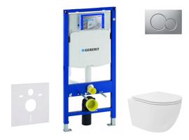 GEBERIT Duofix Set předstěnové instalace, kompaktního klozetu Oudee Vortex a sedátka softclose, tlačítko Sigma01, lakovaný matný chrom SANI11CA1143