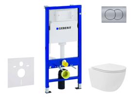 GEBERIT Duofix Set předstěnové instalace, kompaktního klozetu Oudee Vortex a sedátka softclose, tlačítko Delta01, matný chrom SANI11CA1145