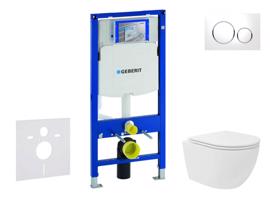 GEBERIT Duofix Set předstěnové instalace, kompaktního klozetu Oudee Vortex a sedátka softclose, tlačítko Sigma20, bílá/chrom SANI11CA3163
