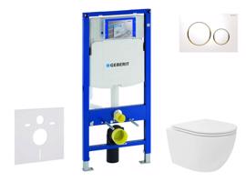 GEBERIT Duofix Set předstěnové instalace, kompaktního klozetu Oudee Vortex a sedátka softclose, tlačítko Sigma20, bílá/pozlacená SANI11CA3165
