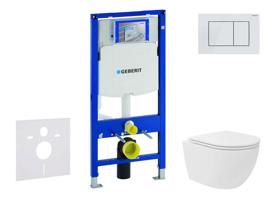 GEBERIT Duofix Set předstěnové instalace, kompaktního klozetu Oudee Vortex a sedátka softclose, tlačítko Sigma30, bílá/bílá mat SANI11CA3167