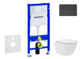 GEBERIT Duofix Set předstěnové instalace, kompaktního klozetu Oudee Vortex a sedátka softclose, tlačítko Delta50, matná černá SANI11CA5143