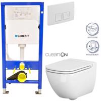 GEBERIT DuofixBasic s bílým tlačítkem DELTA50 + WC CERSANIT CLEANON CASPIA + SEDÁTKO 458.103.00.1 50BI CP1