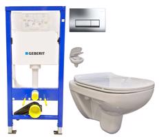 GEBERIT DuofixBasic s chromovým tlačítkem DELTA51 (458.103.00.1 51CR EG1)+ WC bez oplachového kruhu Edge + SEDÁTKO 458.103.00.1 51CR EG1