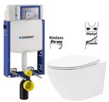 GEBERIT KOMBIFIX ECO, nádržka UP 320 bez tlačítka + WC REA Carlo Flat Mini Rimless + SEDÁTKO 110.302.00.5 CF1