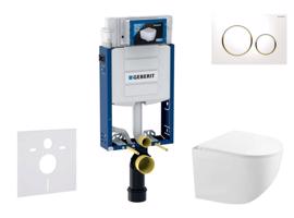 GEBERIT Kombifix Set předstěnové instalace, kompaktního klozetu Gaia a sedátka softclose, tlačítko Sigma20, bílá/pozlacená SANI15CA3128