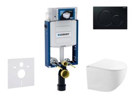 GEBERIT Kombifix Set předstěnové instalace, kompaktního klozetu Gaia a sedátka softclose, tlačítko Sigma01, černá SANI15CA5121
