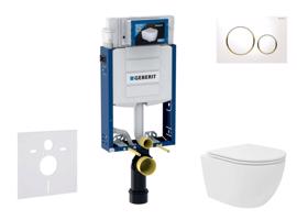GEBERIT Kombifix Set předstěnové instalace, kompaktního klozetu Oudee Vortex a sedátka softclose, tlačítko Sigma20, bílá/pozlacená SANI15CA3137