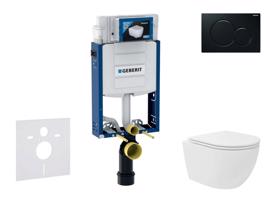 GEBERIT Kombifix Set předstěnové instalace, kompaktního klozetu Oudee Vortex a sedátka softclose, tlačítko Sigma01, černá SANI15CA5130