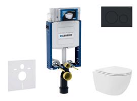 GEBERIT Kombifix Set předstěnové instalace, kompaktního klozetu Oudee Vortex a sedátka softclose, tlačítko Sigma20, matná černá/černá SANI15CA5131