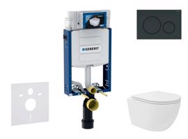 GEBERIT Kombifix Set předstěnové instalace, kompaktního klozetu Oudee Vortex a sedátka softclose, tlačítko Sigma20, černá lesk/černá mat SANI15CA5133