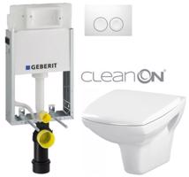 GEBERIT KOMBIFIXBasic vč. bílého tlačítka DELTA 21 + WC CERSANIT CLEANON CARINA  + SEDÁTKO 110.100.00.1 21BI CA1