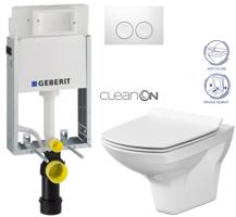 GEBERIT KOMBIFIXBasic vč. bílého tlačítka DELTA 21 + WC CERSANIT CLEANON CARINA + SEDÁTKO 110.100.00.1 21BI CA3