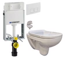 GEBERIT KOMBIFIXBasic vč. bílého  tlačítka DELTA 50 + WC bez oplachového kruhu Edge + SEDÁTKO 110.100.00.1 50BI EG1