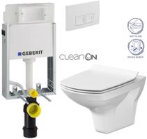 GEBERIT KOMBIFIXBasic vč. bílého  tlačítka DELTA 50 + WC CERSANIT CLEANON CARINA + SEDÁTKO 110.100.00.1 50BI CA3