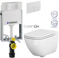 GEBERIT KOMBIFIXBasic vč. bílého  tlačítka DELTA 50 + WC CERSANIT CLEANON CASPIA + SEDÁTKO 110.100.00.1 50BI CP1