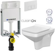 GEBERIT KOMBIFIXBasic vč. bílého  tlačítka DELTA 50 + WC CERSANIT CLEANON COMO + SEDÁTKO 110.100.00.1 50BI CO1