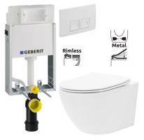 GEBERIT KOMBIFIXBasic vč. bílého  tlačítka DELTA 50 + WC REA Carlo Flat Mini Rimless + SEDÁTKO 110.100.00.1 50BI CF1