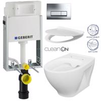 GEBERIT KOMBIFIXBasic vč. chromového tlačítka DELTA 51 + WC CERSANIT CLEANON MODUO + SEDÁTKO 110.100.00.1 51CR MO1