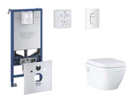 GROHE Rapid SLX Set předstěnové instalace, klozetu, sedátka SoftClose a tlačítka Arena Cosmopolitan, alpská bílá SANI11BB3110