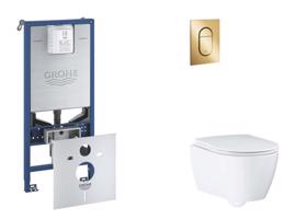 GROHE Rapid SLX Set předstěnové instalace, klozetu, sedátka SoftClose a tlačítka Arena Cosmopolitan S, Cool Sunrise SANI11BB4120