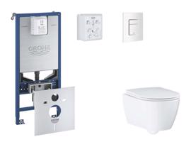 GROHE Rapid SLX Set předstěnové instalace, klozetu, sedátka SoftClose a tlačítka Skate Cosmopolitan, alpská bílá SANI11BB3113