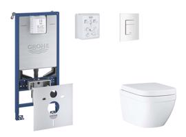 GROHE Rapid SLX Set předstěnové instalace, klozetu, sedátka SoftClose a tlačítka Skate Cosmopolitan, Triple Vortex, alpská bílá SANI11BB3105