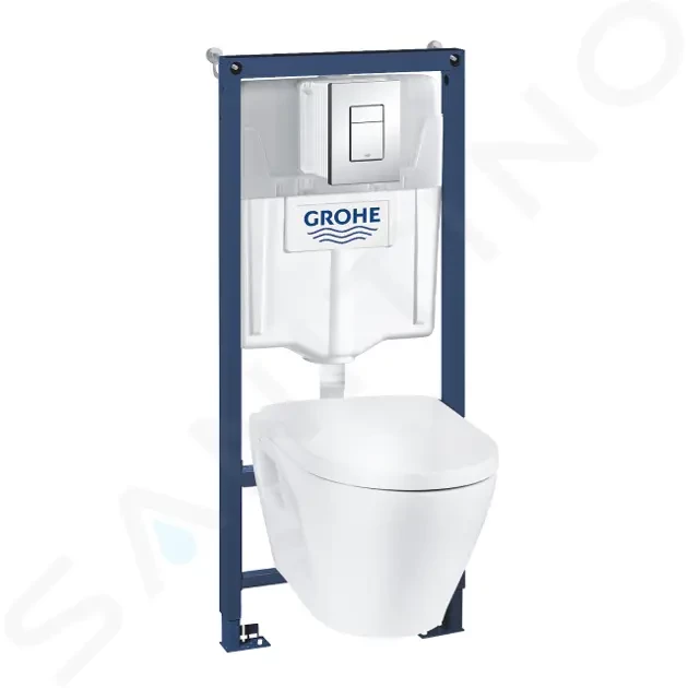 GROHE Solido Set předstěnové instalace, klozetu a sedátka softclose, tlačítko Skate Cosmopolitan, chrom 39186000