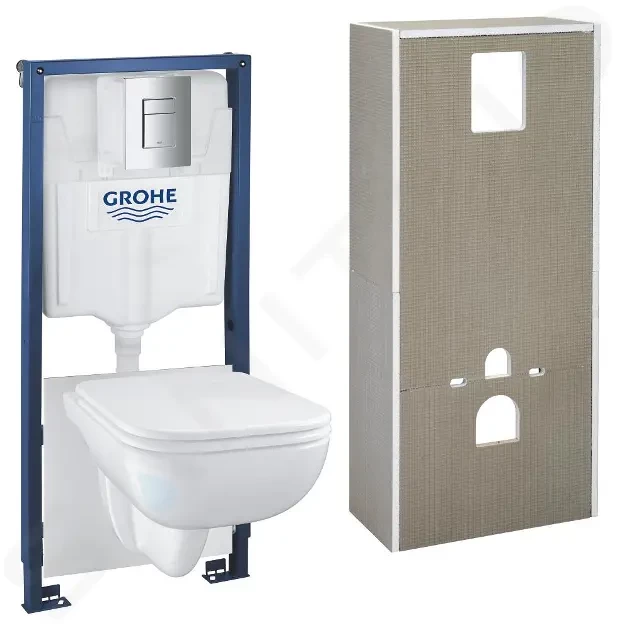 GROHE Solido+ Set předstěnové instalace, klozetu Start Edge Ceramic a sedátka, softclose, rimless, tlačítka Even, chrom 36532000