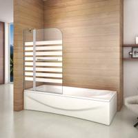 H K Vanová zástěna S2 STRIPE 120x140 dvoudílná sklopná, čiré sklo se vzorem, varianta pravá SE-S2STRIPE-12