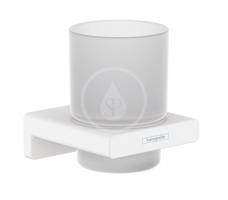 HANSGROHE AddStoris Sklenka na kartáčky a pastu s držákem, matné sklo/bílá mat 41749700