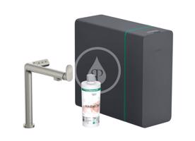 HANSGROHE Aqittura M91 Dřezová baterie, SodaSystem, sBox, vzhled nerezu 76837800