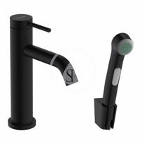 HANSGROHE Tecturis S Umyvadlová baterie s výpustí Push-Open a bidetovou sprškou, EcoSmart, matná černá 73211670