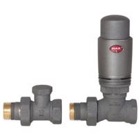 INVENA Termostatická sada ventilů, rovná, grafit: hlavice, termostatický ventil, zpětný ventil CD-80-P15-S