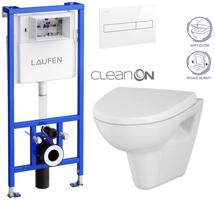 LAUFEN Rámový podomítkový modul CW1 SET s bílým tlačítkem + WC CERSANIT CLEANON PARVA + SEDÁTKO H8946600000001BI PA1