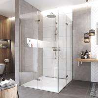 Mereo Zalamovací sprchový kout, Novea, čtverec, 90x90 cm, chrom ALU, sklo Čiré, vstup rohem CK12823ZVR