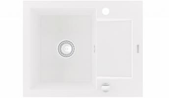 MEXEN Enzo granitový dřez 1-mísa dřez s vypouštěním krátký odkapávač 576x465 mm, bílá (6506571005-20) 2. jakost