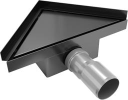 MEXEN Flat rohový podlahový žlab 20 x 20, černá 1710320