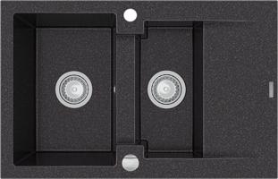 MEXEN Gaspar žula dřez 1,5-mísa dřez s odkapávací krátký odkapávač 737x475 mm, černá mottled 6507731505-76