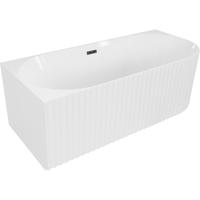 MEXEN/S Gia volně stojící rohová vana reliéf levá 170 x 80 cm, bílá lesk, sifon a přepad černá 52701708000L-70