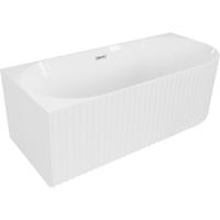 MEXEN/S Gia volně stojící rohová vana reliéf levá 170 x 80 cm, bílá lesk, sifon a přepad chrom 52701708000L-01