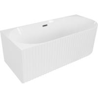 MEXEN/S Gia volně stojící rohová vana reliéf levá 170 x 80 cm, bílá lesk, sifon a přepad grafit kartáčovaná 52701708000L-66