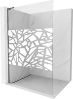 MEXEN/S Kioto L Sprchová zástěna WALK-IN 100 x 200 cm, bílý vzor, grafit metal 800-100-103-95-85